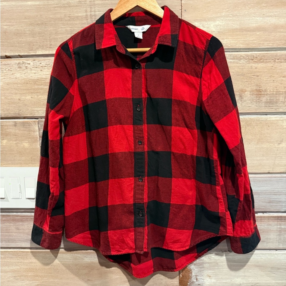 Old Navy Red and Black Plaid Flannel Shirt
